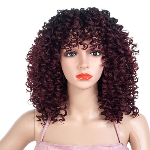 Curly Hair Wigs Custom wig female long curly hair gradient African small curl Synthetic wigs wig Headcover