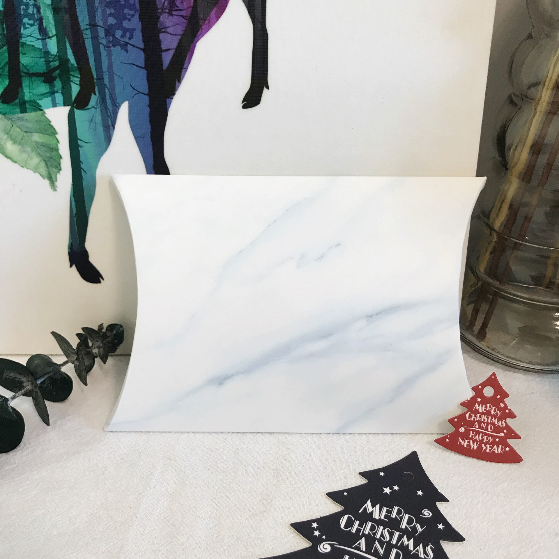 新款简约大理石枕头盒糖果巧克力饼干盒饰品礼物盒可定制加印logo