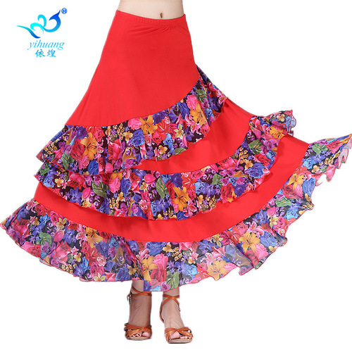 Ballroom dance skirts for women Waltz modern dance skirt social dance square dance national standard dance half skirt big swing practice long skirt