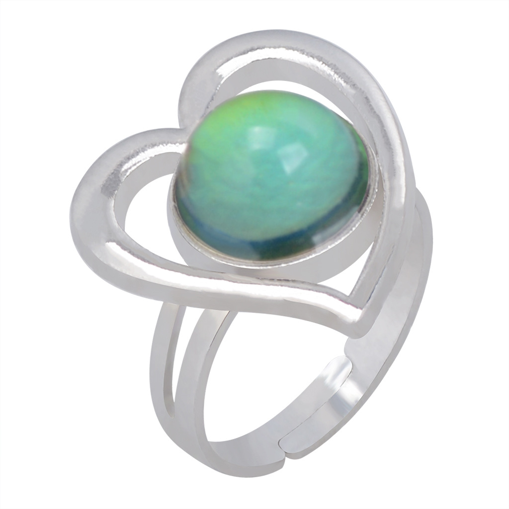 Heart Gemstone Temperature-sensing Color Change Opening Ring display picture 7