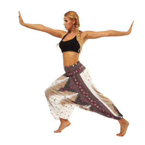  European and American Women's Fashion Ethnic Digital Printing Lantern Pants Loose Fitness Yoga Pants High-Waist One-Piece Dance Pants