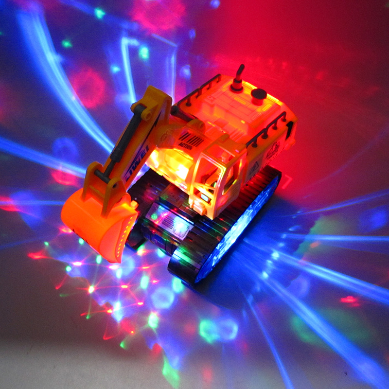 Deformación eléctrica universal de música flash excavadora de ingeniería de vehículos excavadora venta caliente para niños puesto de coche de juguete al por mayor