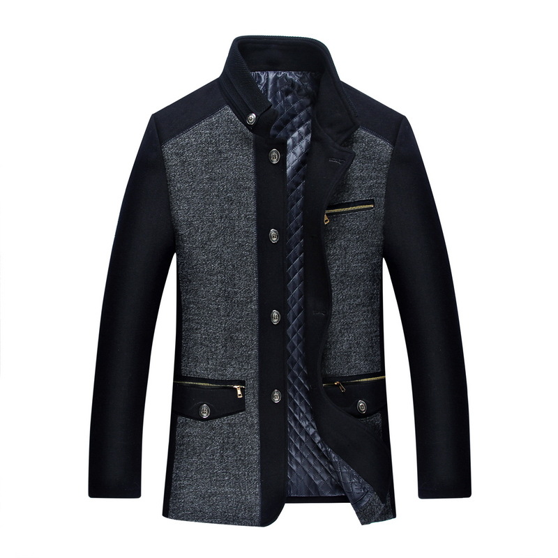 2018春秋新款毛呢大衣男中年呢子大衣批发中老年男士立领单款外套|ru