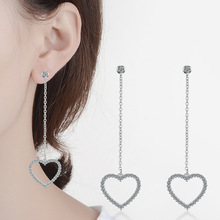 心之飾 日韓版長款顯瘦心形耳釘  氣質耳鏈鑲鑽森系甜美耳線