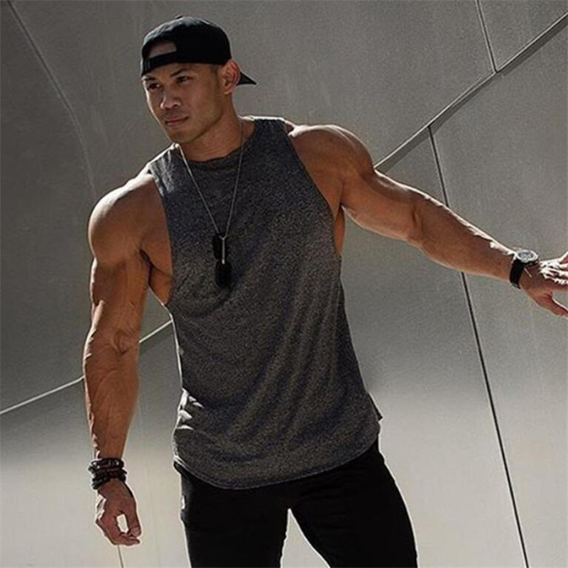 Comercio exterior nuevo en blanco hombres culturismo fitness deportes chaleco liso camiseta sin mangas color sólido costura suelta más tamaño