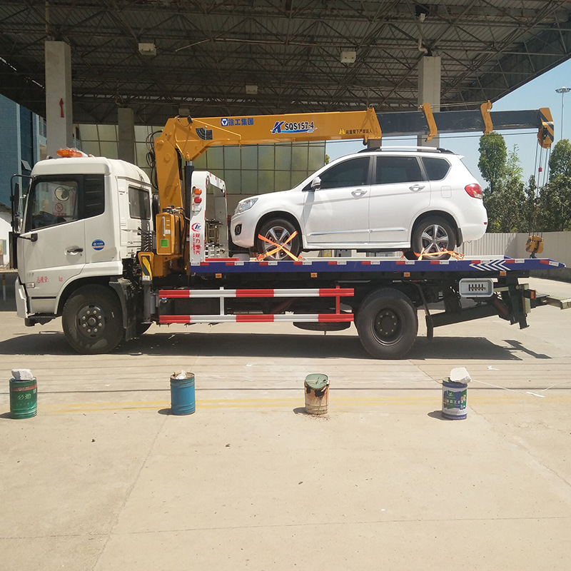 东风天锦清障车价格 一拖二带5吨 6吨吊机 多功能带吊道路救援拖|ms