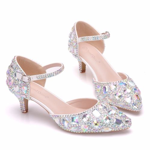 5 cm color diamond fine with cusp bling sandals with low short sandals female Evening Party singers Sandals crystal bridal wedding shoes