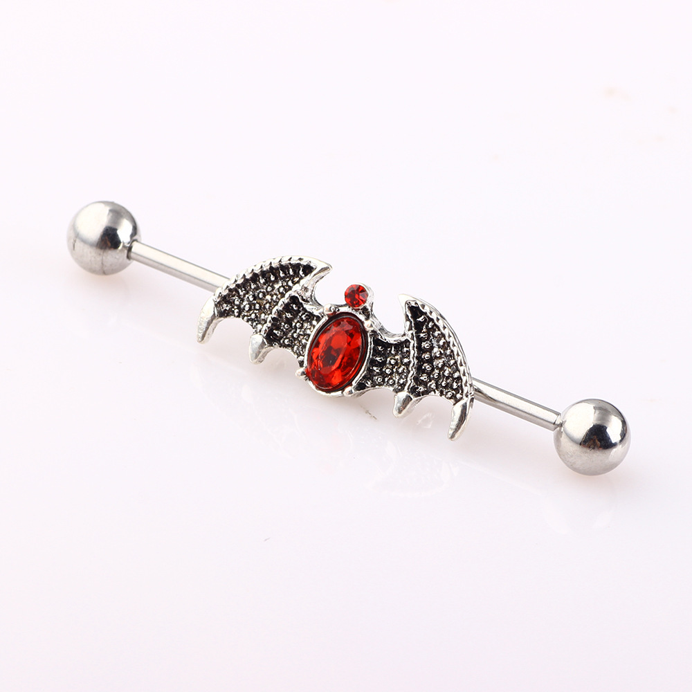 Black Bat Industrial Ear Stud Long Earring eBay AliExpress WISH Tongue Nail Piercing Ear Expansion detail image 7