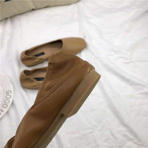 Grandma Shoes 2024 Spring and Autumn Flat Square Toe Loafers Two-Wear One-Piece Lazy Beanie Shoes Shallow Mouth Single Shoes for Women