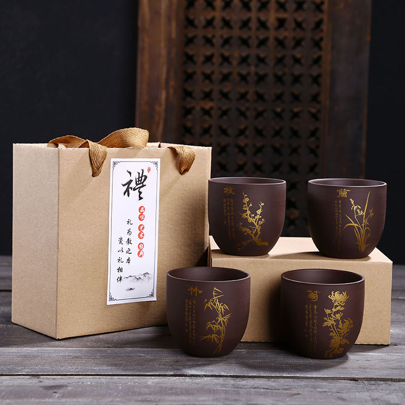 Merlin, bamboo and chrysanthemum Cinnabar master Large teacup single Teacup Kungfu Online tea set Tea cup ceramics personal Water cup