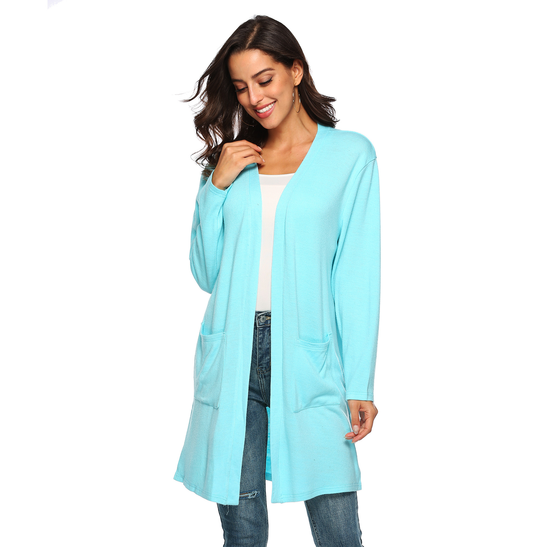 casual big pocket plush cardigan NSOY28468