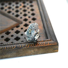 S925纯银饰品打造 泰银男士霸气戒指 复古个性猩猿崛起开口指环