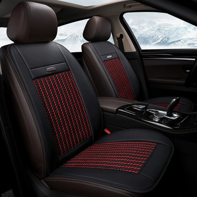 Wholesale Ice Silk ventilation car seat cushion car hair dryer seat cushion massage cold air conditioning seat cushion a generation of hair (Multi-function pad) - black-red-hair-massage