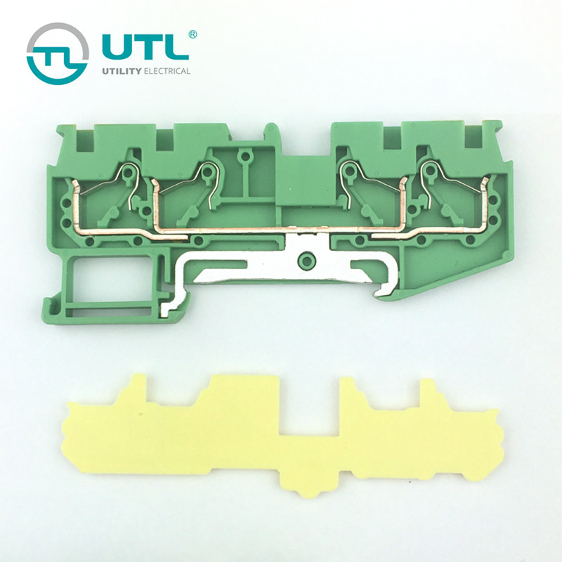 尤提乐JUT14-2.5/2-2PE两进两出2.5平方零线端子_接地黄绿色端子