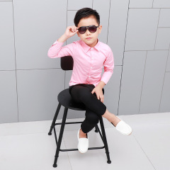 2024 New Boys' Long-Sleeve Shirt Solid Color Children's Collar Shirt Base Layer Online Agency Korean Version Top Dropshipping