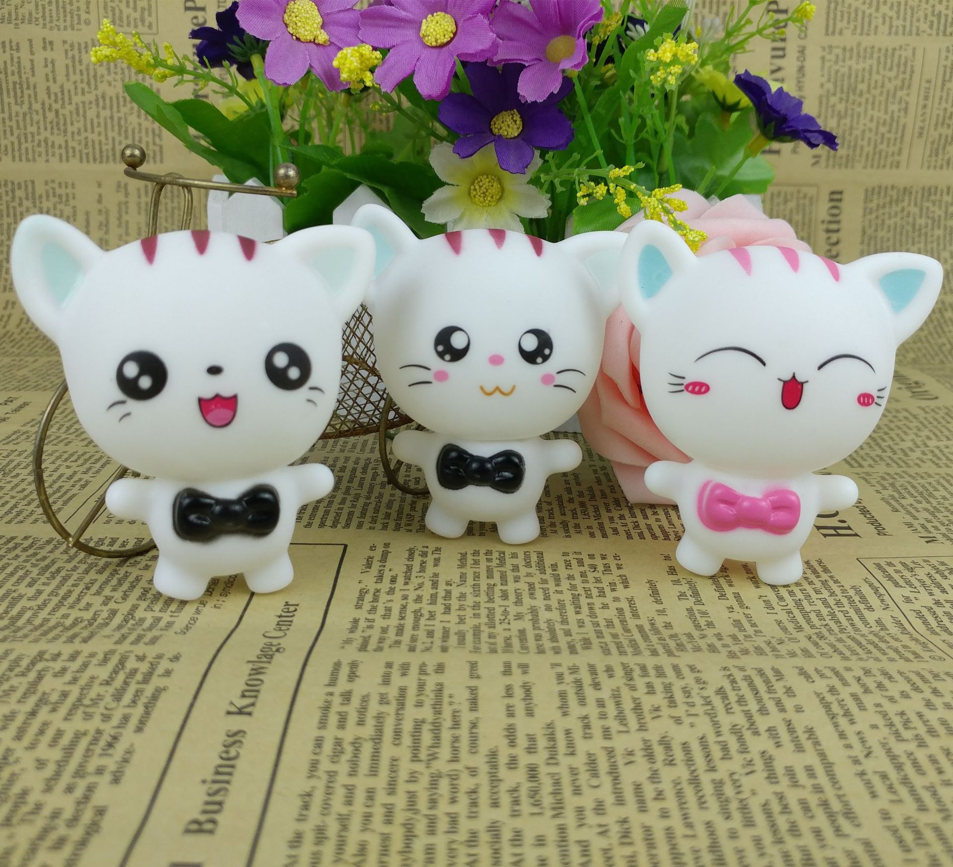 蛋糕生日烘焙可爱小花猫公仔蛋糕装饰摆件 生日蛋糕插件烘焙插牌|ms