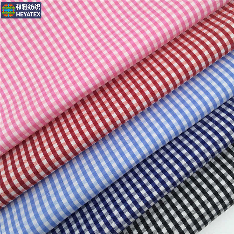 40S棉锦弹力色织朝阳格子布 高密度女装衬衫连衣裙现货面料H2198