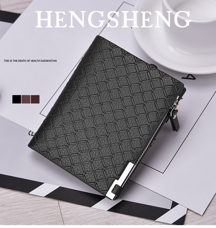 Men's Wallet Multiple Card Slots Wallet Short Business Plaid Horizontal Coin Purse Zipper Wallet Wallet Men's Card Holder display picture 28