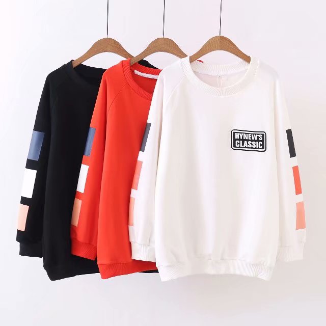 S61大码女装2018秋季新款胖MM韩版字母印花长袖圆领外套卫衣0836