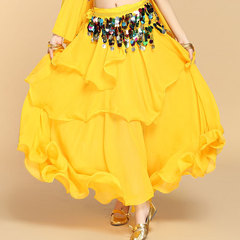 Belly dance bottom skirt Indian dance performance chiffon long skirt cake skirt belly dance performance skirt for women