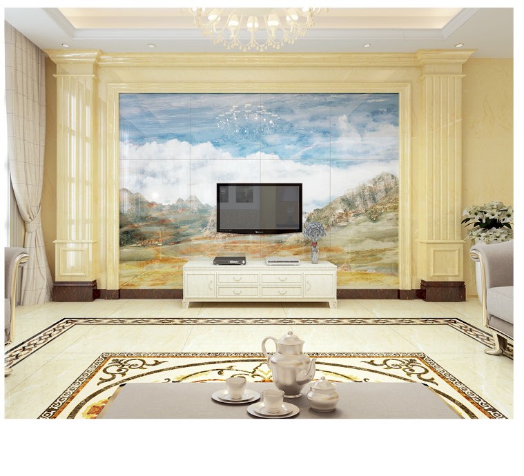 沙发背景瓷砖 仿石材纹理背景墙 瓷砖电视背景墙 高温烧微晶石