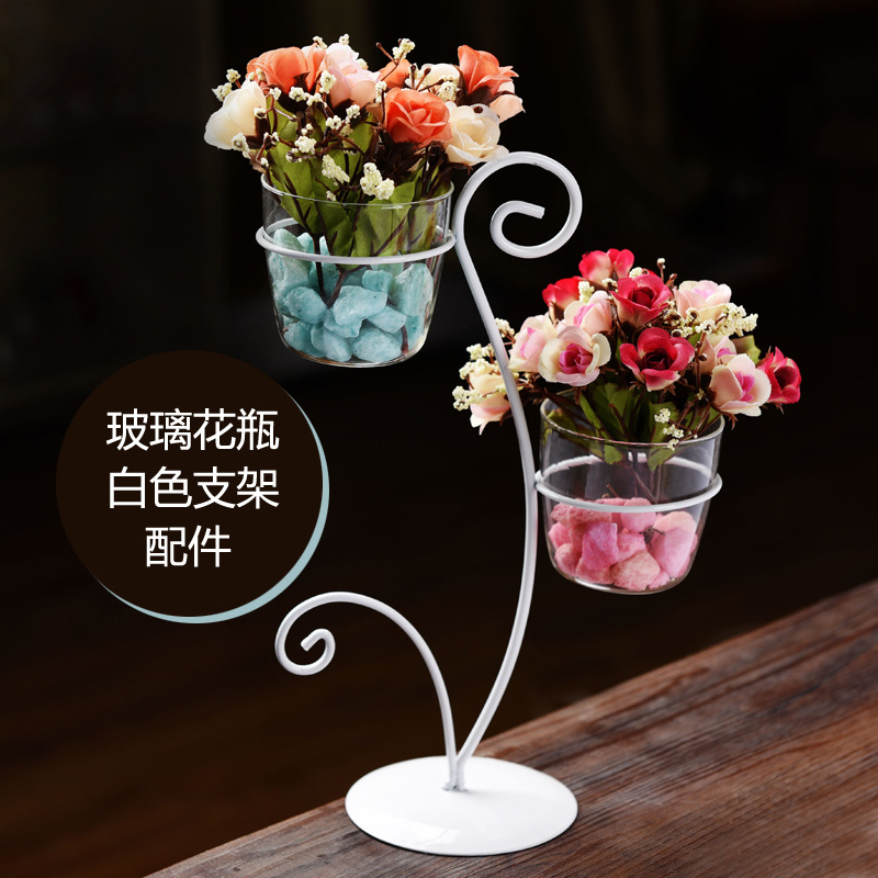 Creativo de estilo europeo doble colgante cristal florero hidropónico flor Ware moda accesorios para el hogar artesanía ventas directas de la fábrica