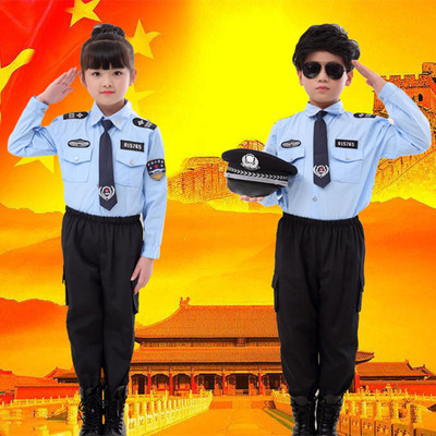 儿童警察服少儿男女童舞台表演服装幼儿小交警制服套装秋款长袖服