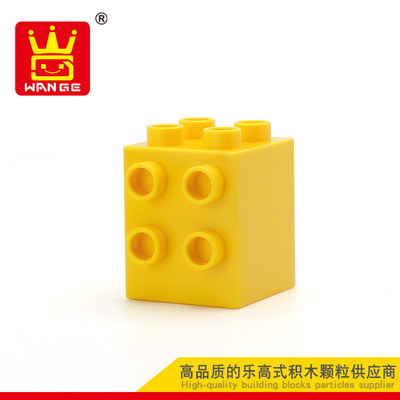 大顆粒配件積木牆轉角件加高4孔散件積木拼裝幼兒園配件D383