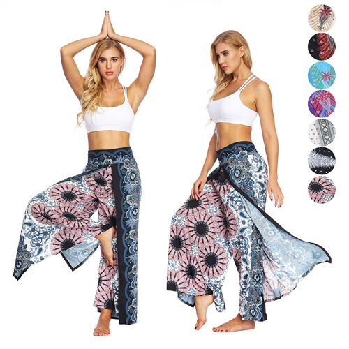 European and American casual pants, Thai Indonesian style printed wide leg pants for women, Bohemian fitness yoga pants, sportswear for women