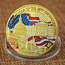 美国奥巴马纪念章24K镀金纪念工艺品 点漆珐琅金属徽章