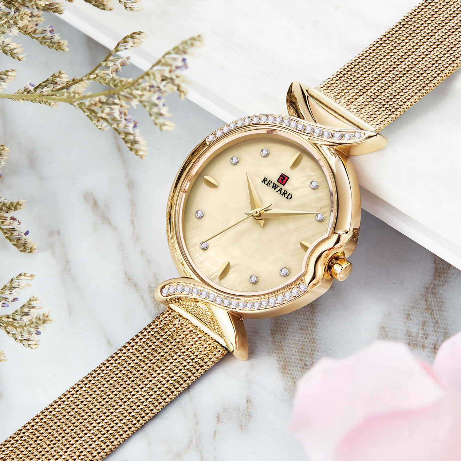 Relógio de quartzo feminino à prova d'água aço inoxidável_voghion.com