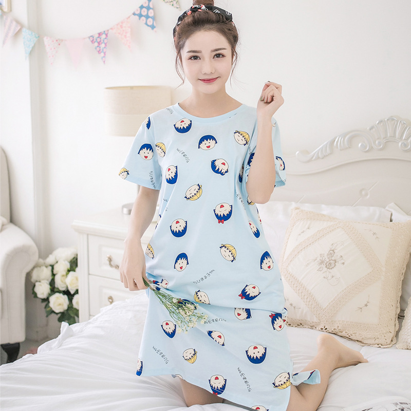 短袖蓝色小丸子裙1