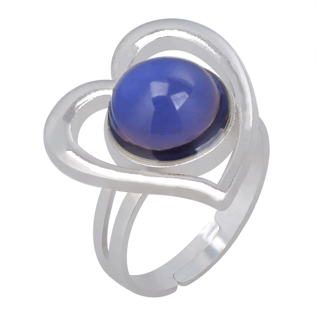 Heart Gemstone Temperature-sensing Color Change Opening Ring display picture 1