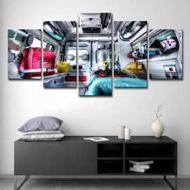 跨境ebay、wish现代5板救护车家庭装饰客厅墙壁图片艺术绘画