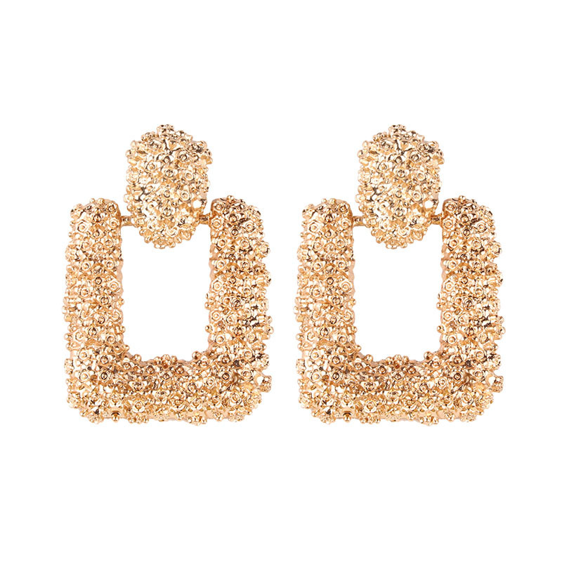 1 Pair Simple Style Square Solid Color Alloy Patchwork Women's Drop Earrings display picture 3