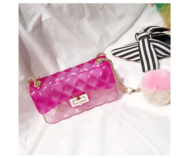 2025 Summer New gradient color jelly bag, ins diamond chain small square bag, single-shoulder crossbody women's bag undefined