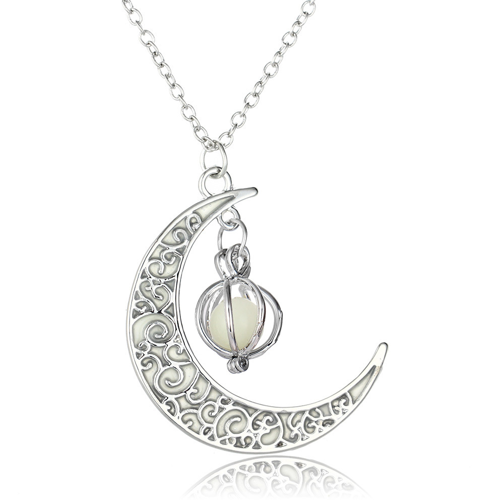 Hot Selling Moon Pumpkin Pendant Luminous Stone Luminous womenu0027s Necklace
