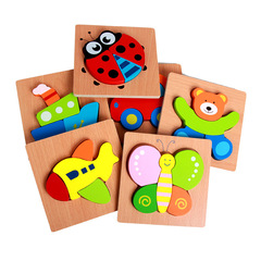 Children's Wooden Educational Toys Cartoon Animal Puzzle 3D Blocks Grab Board Manufacturer Wholesale