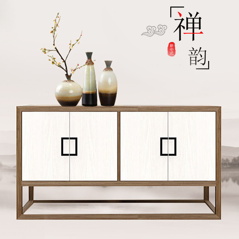 新中式实木玄关柜隔断柜禅意现代简约客厅实木餐边柜门厅装饰边柜
