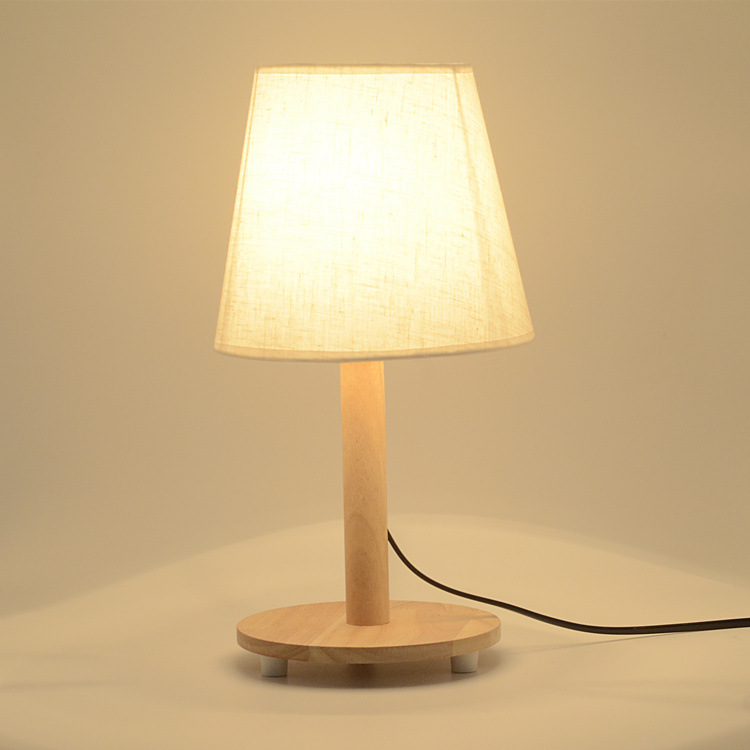 简约创意卧室床头木头台灯座实木灯罩E27螺口智能灯泡灯饰配件DIY