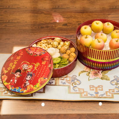 供应结婚糖果盒新款婚庆分格带盖干果盘大号红色塑料盒子|ms