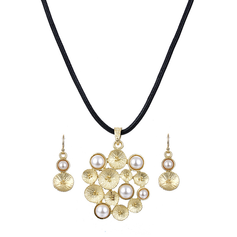 metal necklace and earrings