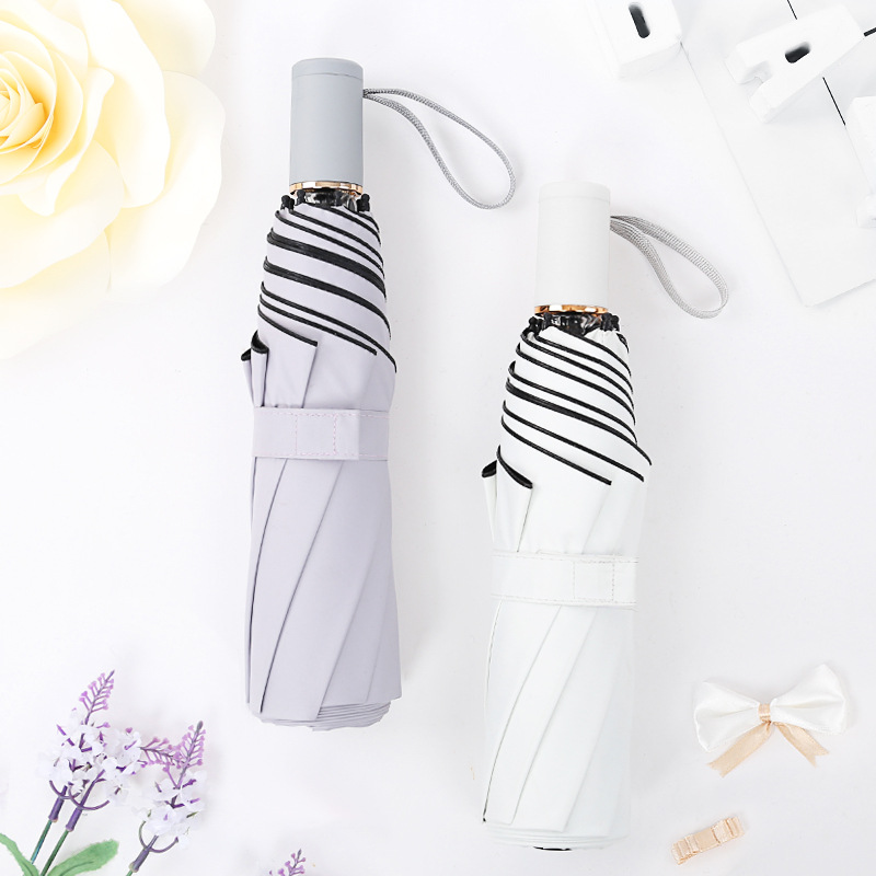 Solid Colour Umbrella For Women Uv Protection Foldable Parasol_voghion.com