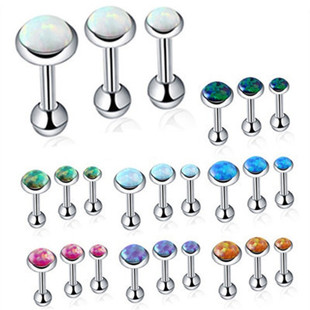 Opal Ear Nail Opal Stone Lip Nail Opal Stone Ear Bone Nail Stainless Steel Lip Nail Foreign Trade Hot European and American Explosions
