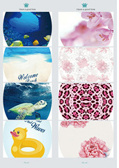 跨境新款卡通海底動物馬桶貼冰箱組合可移除家具裝飾貼畫