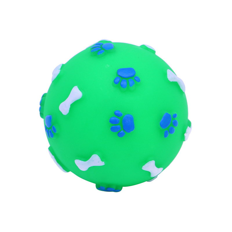 Perro de juguete vinilo huellas de hueso bola mascota juguete de sonido molar limpieza dental juguete para Mascotas Fábrica al por mayor
