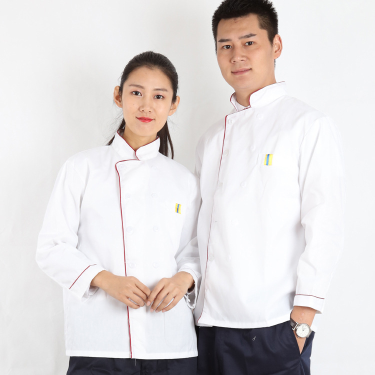 酒店厨师服长袖 饭店厨师工作服秋冬装 食堂厨师服装 厨房工作服
