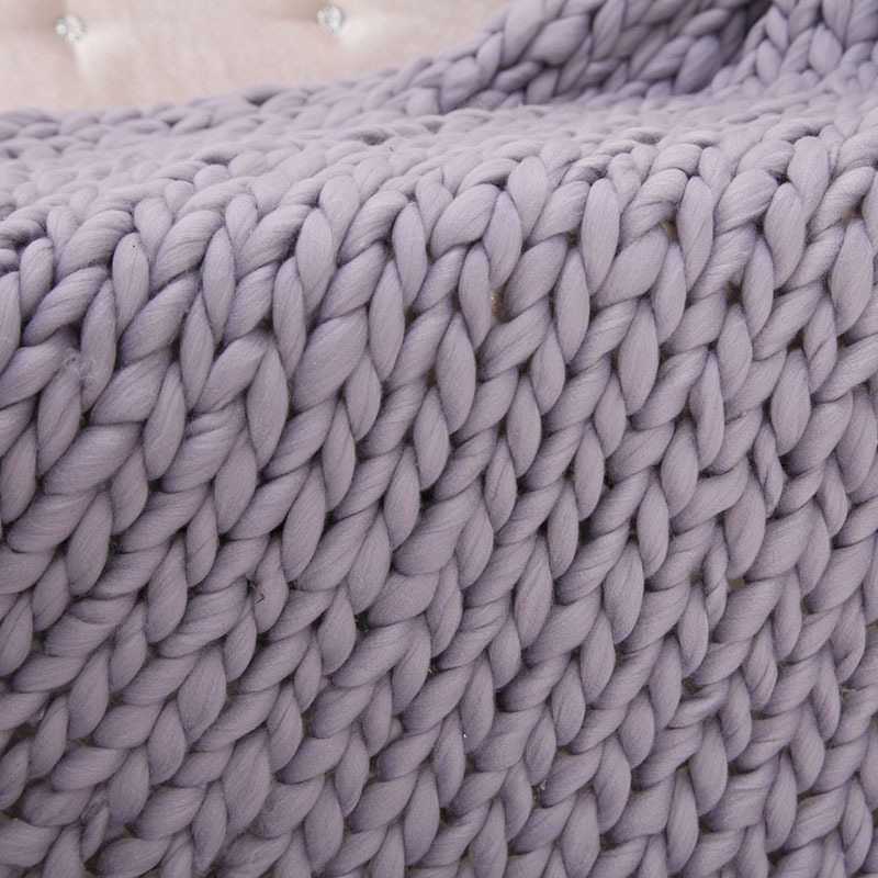 亚马逊北欧粗毛线手工编织毯毛毯针织毯毛线毯子沙发盖毯粗线毯子