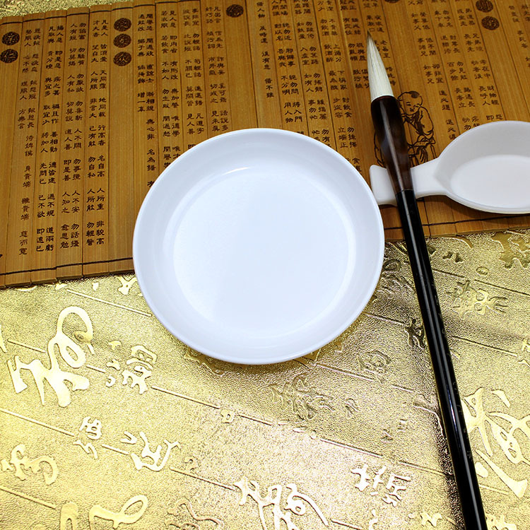 厂家直销白色塑料颜料调色盘仿瓷圆形书法水墨碟