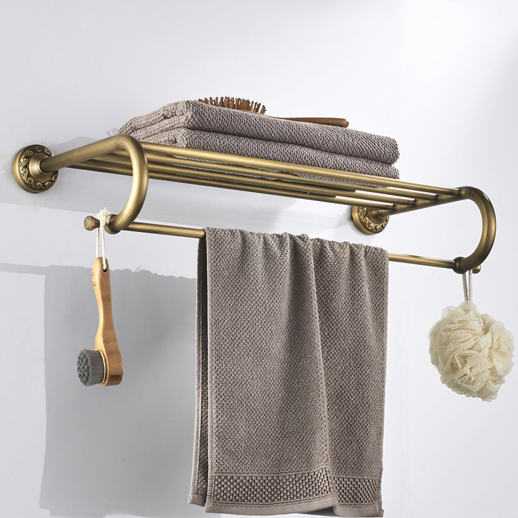 F8303-欧式复古浴巾架毛巾架全铜卫浴挂件壁挂式-(2).